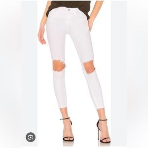Free People High Waist Busted Knee Skinny Jeans